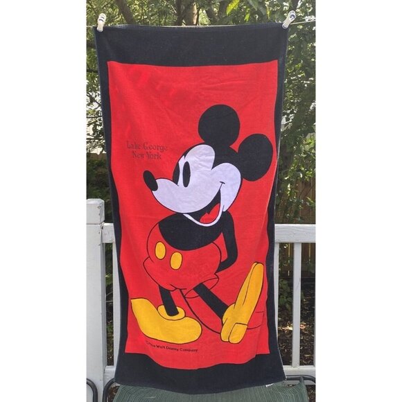 Sherry of Miami Other - Vintage Sherry of Miami Beach Towel Mickey Mouse Disney Black Red Lake George NY